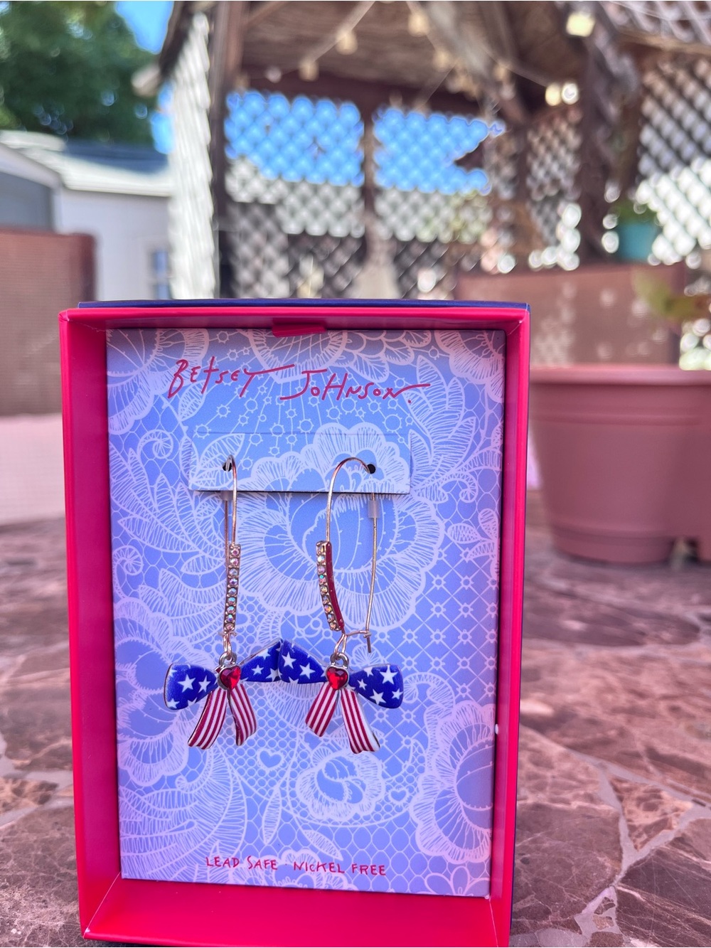Betsey Johnson Patriotic Bow Earrings